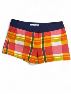 Trina Turk Corbin 2 Plaid Shorts Size 6 NWOT Multicolor Navy Waistband